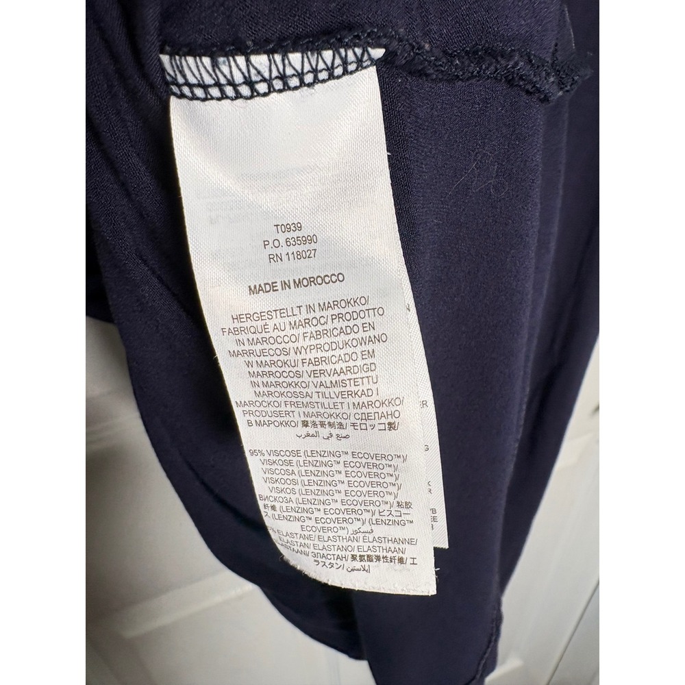 Boden Wrap Top Navy Blue Surplice Short Sleeve Ruched V-Neck T0939 US 12 - Picture 3 of 6